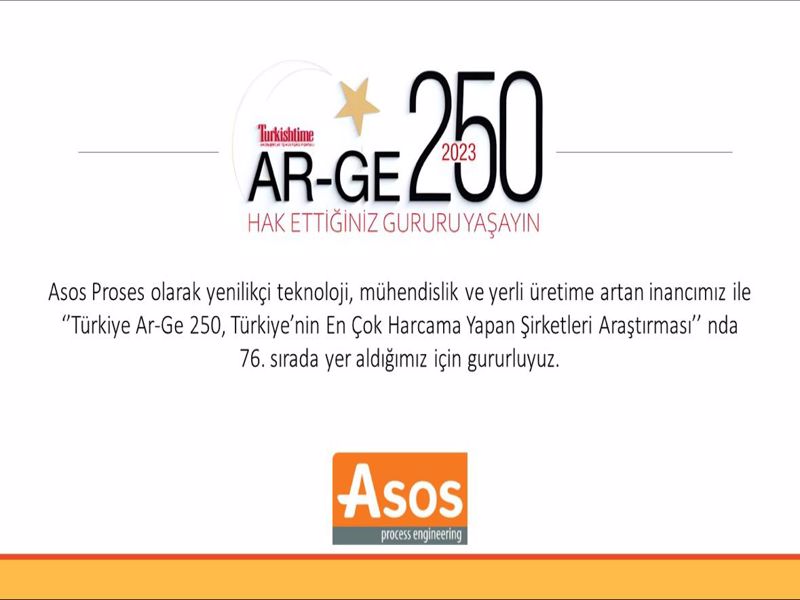 Asos Proses Türkiye Ar-Ge 250 Araştırması'nda 76. Sırada